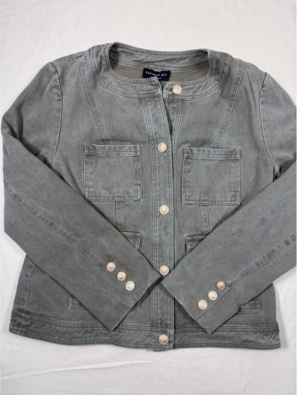 Current Air Women's Denim Jacket Large Petite Olive Green